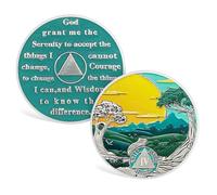 ACGZQY Sobriety Coin - 4 Year Sobriety Chip Green Forest Sun Recovery Mountain Tree Road NA AA Chips and Medallions Sober Token Alcoholics Anonymous Sober Gifts