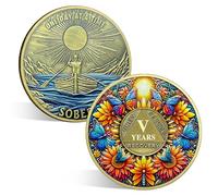 ACGZQY Sobriety Coin, 5 Year Sunflower Butterfly Sobriety Chip AA Coin and Medallions One Day at A Time Sober Token Narcotics Alcoholics Anonymous Recovery Gifts
