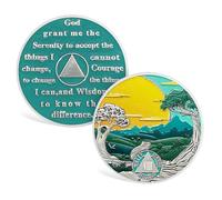 ACGZQY Sobriety Coin - 8 Year Sobriety Chip Green Forest Sun Recovery Mountain Tree Road NA AA Chips and Medallions Sober Token Alcoholics Anonymous Sober Gifts