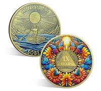 ACGZQY Sobriety Coin, 9 Year Sunflower Butterfly Sobriety Chip AA Coin and Medallions One Day at A Time Sober Token Narcotics Alcoholics Anonymous Recovery Gifts