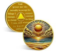ACGZQY Sunrise Beach Sobriety Coin, Artsy Landscape AA Coin and Medallions Sobriety Chip Sober Token Narcotics Alcoholics Anonymous Recovery Gifts