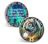 ACGZQY The Wolf Path Sobriety Coin - One Day at a Time Sobriety Chips - AA Coins and Medallions Upon Awakening Recovery Addiction Sober Token Affirmation AA NA Motivation Gifts