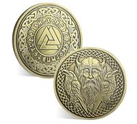 ACGZQY Viking Warrior coin - Lucky Viking Odin Coin with Ravens Norse Mythology Odin Viking God Coin Rune Talisman Amulet Viking Gift for Men & Women