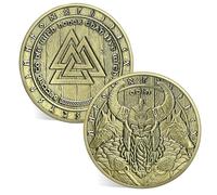 ACGZQY Viking Warrior coin - Lucky Viking Odin Coin with Wolves Norse Mythology Odin Viking God Coin Rune Talisman Amulet Viking Gift for Men & Women