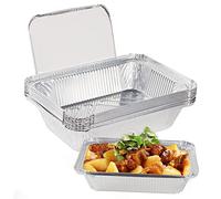 ACHANFLY 10 Pack Aluminium Foil Trays 2250ML Large Foil Food Containers with Lids Disposable Foil Baking Trays Takeaway Tin for Oven Roasting Broiling Cooking BBQ Party Food