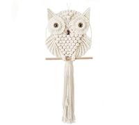 Achart Owl Macrame Wall Hanging-Hand Woven Boho Tapestry-Macrame Wall Decor -Owl Decor for Bedroom, Living Room, Nursery (Beige-Small)