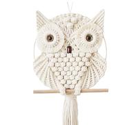 Achart Owl Macrame Wall Hanging Tapestry Macrame Wall Decor Handmade Woven Wall Hanger Boho Ornament Wall Art Home Decor Office Living Room Bedroom Nursery Craft Decorations (Beige, 12'' x 30'')