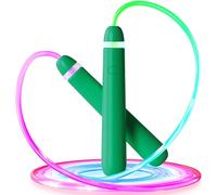 ACHDOFITS LED Light Up Skipping Rope Kids, Adjustable Glowing Skipping Ropes for Kids, Colorful Luminous Jump Rope for Boy Girls Adult Fitness and Workout (Green)