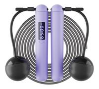 ACHDOFITS Skipping Rope - Counting and Timing Skipping Ropes, Tangle-free Steel Wire Jump Rope with Ropeless, Adjustable Length Rechargeable, LED Display, for Men Women Fitness and Workout