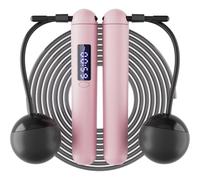 ACHDOFITS Skipping Ropes for Adults - 2 In 1 Tangle-Free Cordless Skipping Rope with Counter Large Ball-Weighted, Adjustable Steel Wire Jump Rope with LED Display, for Men Women Fitness and Workout