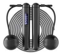 ACHDOFITS Skipping Ropes for Adults - 2 In 1 Tangle-Free Cordless Skipping Rope with Counter Large Ball-Weighted, Adjustable Steel Wire Jump Rope with LED Display, for Men Women Fitness and Workout