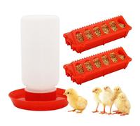 Achicklead Chicken Feeder and Waterer Kit-1L Chick Waterer and 2 Pack Flip Top Chick Feeder with 12 Feeding Hole for Ducks/Quail,Baby Chick Starter Kit for Small Poultry