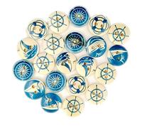 AchidistviQ 100Pcs Round Sailing Pattern Wooden Buttons for DIY Clothes Sewing Scrapbook Card Decoration Blue