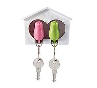 AchidistviQ Cute Sparrow Birdhouse Key Holder Whistle Keychain Hook Home Wall Decoration Bird Nest Key Ring - Pink Green Plastic