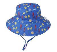 AchidistviQ Kids Summer Animal Floral Print Breathable Anti-UV Wide Brim Chin Strap UPF 50+ UV Ray Sun Protection Wide Brim Baby Sun Hat Octopus # S