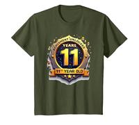 Achievement Unlocked: 11 Years Old Birthday Gift T-Shirt, Kids, Olive, 4 Years