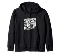 Achievement Unlocked Survived Monday Gamer Motivation Zip Hoodie