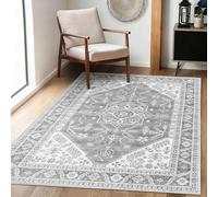 Achiiso Machine Washable Rugs for Living Room,90x160cm Boho Short Pile Rugs for Bedroom,Non Slip Carpet for Kitchen, Vintage Soft Indoor Rug for Dining Room,Light Grey