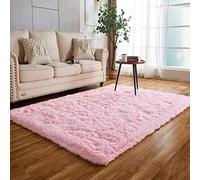 Achiiso Pink Rug for Girls Bedroom, Thick Pile Fluffy Area Rugs,Non-Slip Long Plush Rectangular Carpets for Kidsroom,Living Room,Lounge Room (Pink,120x160CM)