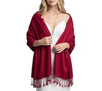 Achillea Large Soft Silky Pashmina Shawl Wrap Scarf in Solid Colors, Burgundy