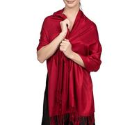 Achillea Large Soft Silky Pashmina Shawl Wrap Scarf in Solid Colors, Burgundy