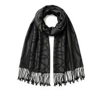 Achillea Soft Silky Celtic Knot Pashmina Scarf for Women, Irish/Scottish Inspired Shawl Wrap for Wedding, Travel & Office, Black, One Size