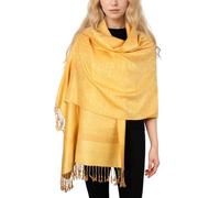 Achillea Soft Silky Reversible Paisley Pashmina Shawl Wrap Scarf w/Fringes - Bronze -