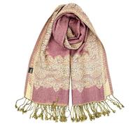 Achillea Soft Silky Reversible Paisley Pashmina Shawl Wrap Scarf w/Fringes - Purple -
