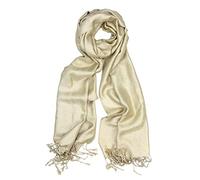 Achillea Sparkling Metallic Pashmina Shawl Wrap Scarf for Wedding Evening Dress - Gold -