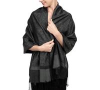 Achillea Two Tone Vintage Jacquard Paisley Pashmina Shawl Wrap Scarf, Charcoal Gray, 72" L x 28" W