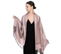 Achillea Women's Two Tone Vintage Jacquard Paisley Pashmina Shawl Wrap Scarf - -