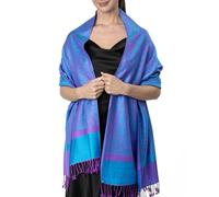 Achillea Women's Two Tone Vintage Jacquard Paisley Pashmina Shawl Wrap Scarf (Cran Purple)