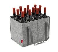 achilles Bottle Bag with 12 Compartments, Also for Bottles, Made of Felt, 100% Recycled, 1.5 Liter, 36 Cm X 27 (Gray, for 12 Bottles)