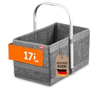 achilles Foldable Felt Shopping Basket - Folding Carry Basket with Aluminium Handle - Lightweight & Robust - Compact Shopping Bag - 40 x 24 x 20 cm - Grey