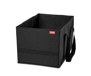 achilles Shopping Bag Foldable, Smart Box For Shopping, Carrying Bag, Storage Organizer, Picnic Basket, Transport Box, Reusable (Black, 37cm x 23cm x 21cm)