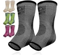 Achilles Tendon Support Brace, Plantar Fasciitis Sock, Ankle Compression Sleeve For Running, Tendonitis and Flat Feet Relief (Gray Black, Unisize)