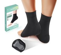 Achilles Tendonitis Heel Protector Socks - Welnove Achilles Tendon Support Compression Gel Padded Sleeve Socks for Cushion of Bursitis, Tendonitis, Tenderness, Dry Cracked - Black, Regular