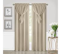 Achim Allegra Window Curtain Panel with Attached Teardrop-Style Valance - 42 Inch Width, 84 Inch Length, 2-inch Rod Pocket - Taupe - Ultra-Soft Light Filtering Fabric & Machine Washable Home Decor
