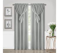 ACHIM Allegra Window Curtain Panel with Attached Teardrop-Style Valance - 42 Inch Width, 84 Inch Length, 2-inch Rod Pocket - Grey - Ultra-Soft Light Filtering Fabric & Machine Washable Home Decor