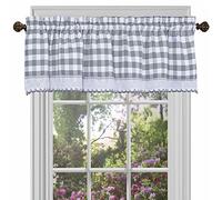 Buffalo Check Valance Window Curtains - 58 Inch Width, 14 Inch Length - Grey & White Plaid - Light Filtering Farmhouse Country Drapes for Bedroom Living & Dining Room by Achim Home Decor
