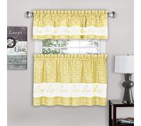 Achim Home Furnishings Soft Window Tier & Valance Set, Polyester, Yellow, 58x24
