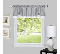 Achim Home Furnishings Soft Window Valance, Fabric, Grey/White, 58 x 14 | Valance Header: Fabric Panels Add Light Control, Decorative Pattern, and Finished Hanging Details.