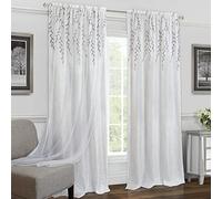 Achim Home Furnishings Willow Rod Pocket Window Curtain Panel, amp Polyester Blend, White, 42" W x 63" L (Pack of 1)