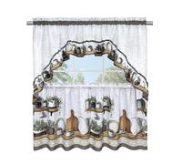 ACHIM Jade Printed Tier and Swag Window Curtain Set - 57x36 - Charcoal