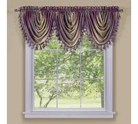 ACHIM Soft Waterfall Valance Window Curtains - 46 Inch Width, 40 Inch Length - Ombre (Aubergine) - Light Filtering Decorative Polyester Drapes for Bedroom Living & Dining Room Home Decor