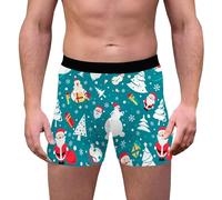 Achimlt Men's Christmas Boxers Personalised Xmas Boxer Shorts Stylish Hipster Funny Knickers Low Rise Loose Fit Anti Chafing Santa Printed Trunks Soft Breathable Stretch Briefs Men Sports Panties