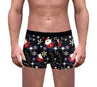 Achimlt Men's Christmas Boxers Personalised Xmas Boxer Shorts Stylish Hipster Funny Knickers Low Rise Loose Fit Anti Chafing Santa Printed Trunks Soft Breathable Stretch Briefs Men Sports Panties