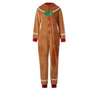 Achlibe Adult Christmas Costume Gingerbread Man Long Sleeve Zipper Hooded Jumpsuit for Women Xmas Cosplay Party Outfits (Brown Women, S)