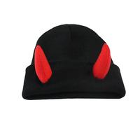 Achlibe Christmas Devil Horn Hat Knitted Beanie Warm Winter Halloween Hat Hip Hop Cap (Black Hat Red Horns, 20cm*1cm*19cm)