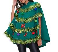 Achlibe Christmas Halloween Hooded Cloak Cape Christmas Tree Poncho Costume Party Cosplay Props Dress up for Adults (A-Green, M)